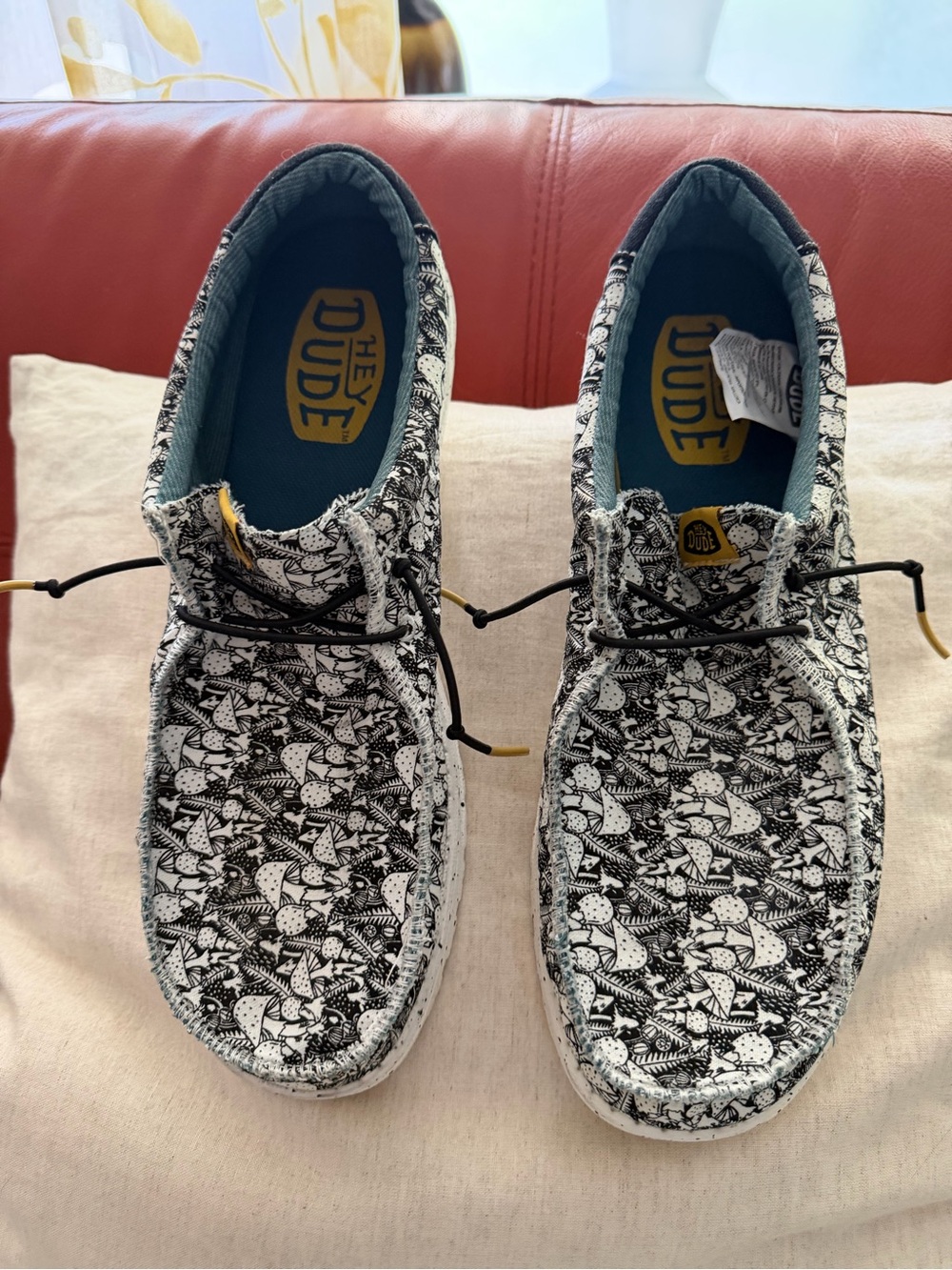 Hey Dude Black & White Patterned Men's Slip-On Loafers